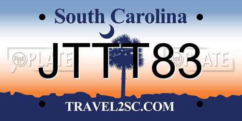 JTTT83 South Carolina License Plate