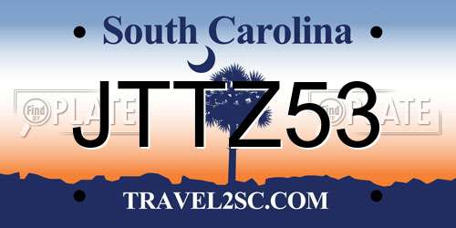 JTTZ53 South Carolina License Plate