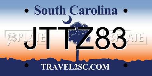 JTTZ83 South Carolina License Plate