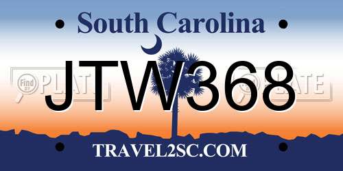JTW368 South Carolina License Plate