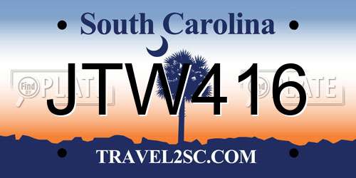 JTW416 South Carolina License Plate