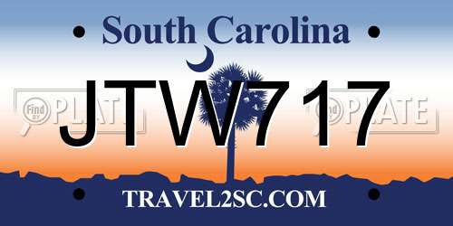 JTW717 South Carolina License Plate