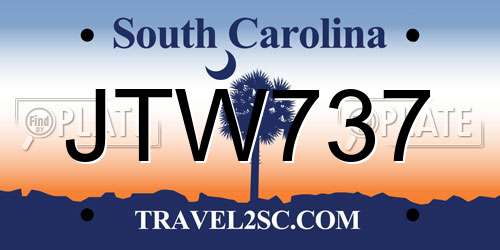 JTW737 South Carolina License Plate