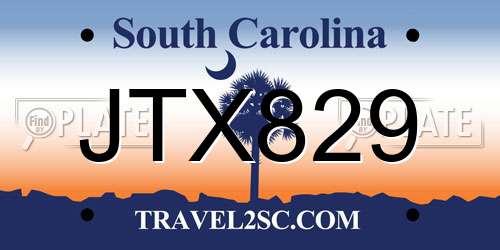 JTX829 South Carolina License Plate