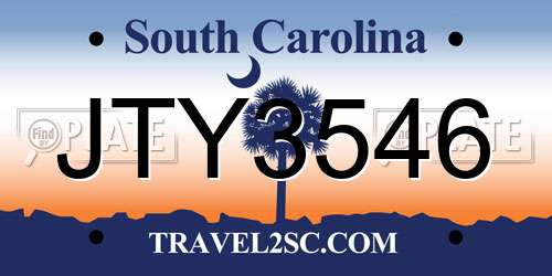 JTY3546 South Carolina License Plate
