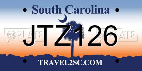 JTZ126 South Carolina License Plate