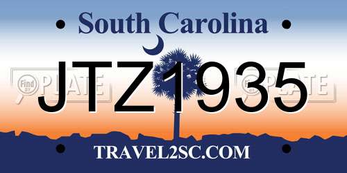 JTZ1935 South Carolina License Plate