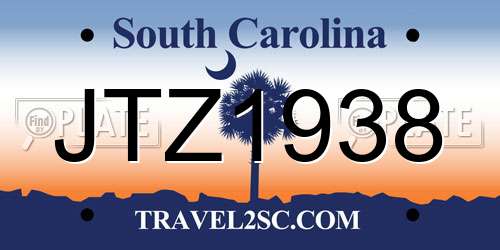 JTZ1938 South Carolina License Plate