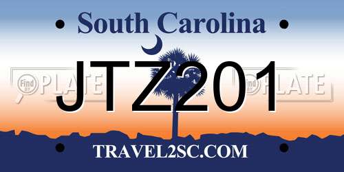 JTZ201 South Carolina License Plate