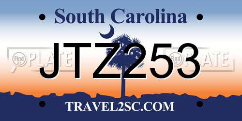 JTZ253 South Carolina License Plate