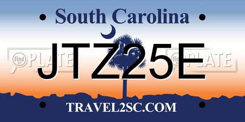 JTZ25E South Carolina License Plate