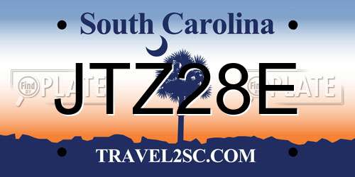 JTZ28E South Carolina License Plate