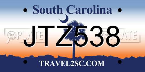 JTZ538 South Carolina License Plate