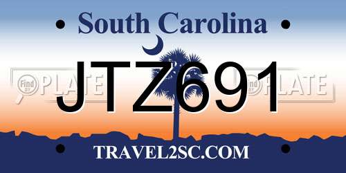 JTZ691 South Carolina License Plate