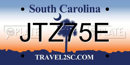 JTZ75E South Carolina License Plate