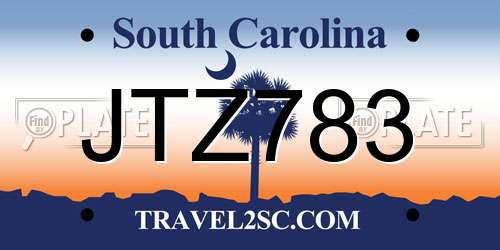 JTZ783 South Carolina License Plate