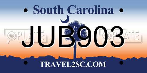 JUB903 South Carolina License Plate