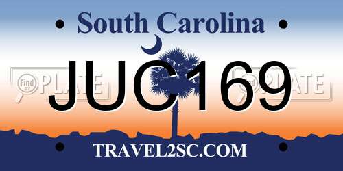 JUC169 South Carolina License Plate