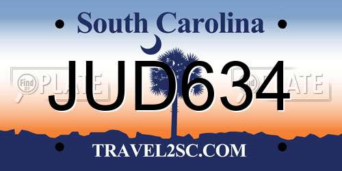 JUD634 South Carolina License Plate
