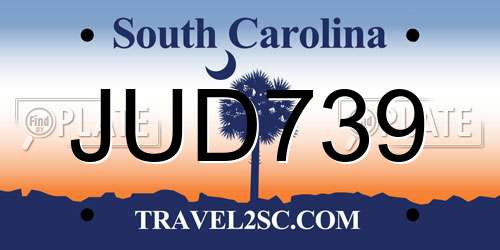 JUD739 South Carolina License Plate