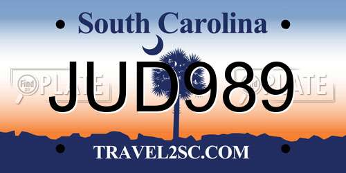 JUD989 South Carolina License Plate