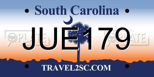 JUE179 South Carolina License Plate