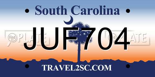 JUF704 South Carolina License Plate