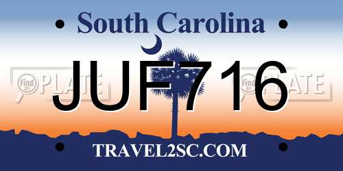 JUF716 South Carolina License Plate