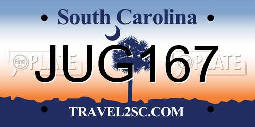 JUG167 South Carolina License Plate