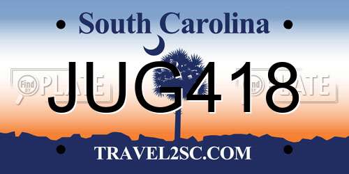 JUG418 South Carolina License Plate