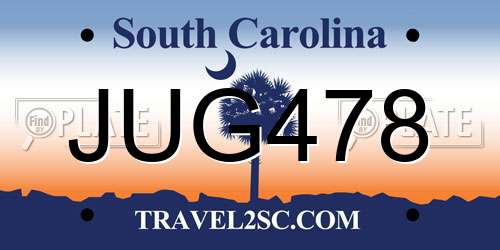 JUG478 South Carolina License Plate