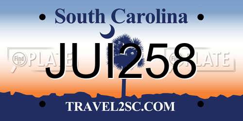 JUI258 South Carolina License Plate