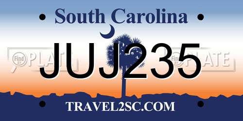JUJ235 South Carolina License Plate