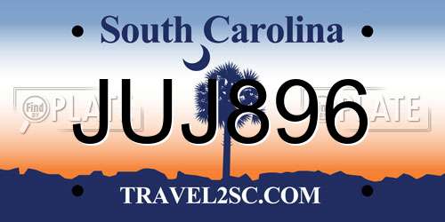JUJ896 South Carolina License Plate