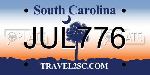 JUL776 South Carolina License Plate