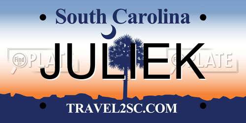 JULIEK South Carolina License Plate