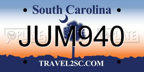 JUM940 South Carolina License Plate