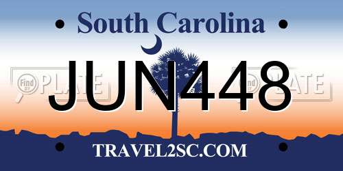 JUN448 South Carolina License Plate