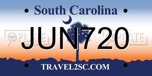 JUN720 South Carolina License Plate