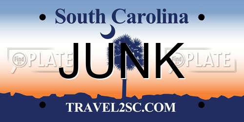 JUNK South Carolina License Plate