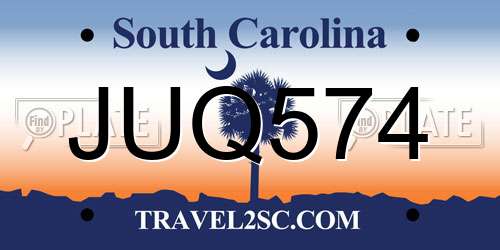 JUQ574 South Carolina License Plate