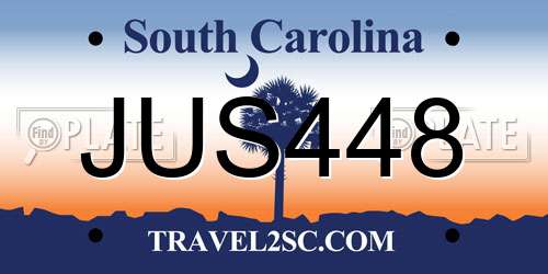 JUS448 South Carolina License Plate