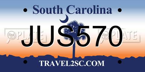JUS570 South Carolina License Plate