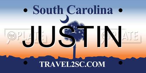 JUSTIN South Carolina License Plate