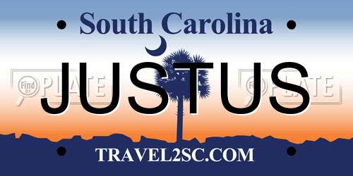JUSTUS South Carolina License Plate