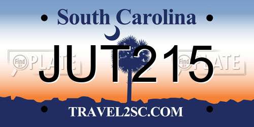 JUT215 South Carolina License Plate