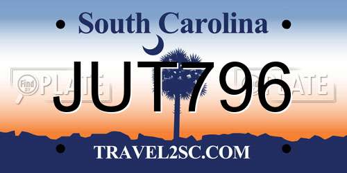 JUT796 South Carolina License Plate