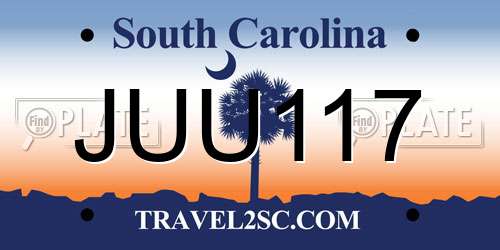 JUU117 South Carolina License Plate