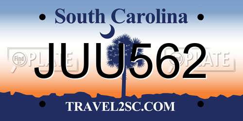 JUU562 South Carolina License Plate