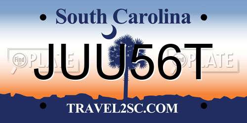JUU56T South Carolina License Plate